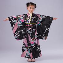 Maži vaikai, kūdikiai, mergaitės, drabužiai, drabužiai, kimono chalatas, japoniškas tradicinis kostiumas 130 juoda