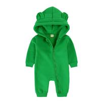 Rudens Žiemos Kūdikių Kombinezonai Vienspalviai Kūdikio Kostiumai Berniukų Jumpsuit Overall Medvilniniai Mažylių Mergaičių Drabužiai Su Gobtuvu 80cm green