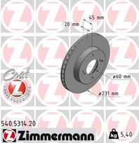 ZIMMERMANN 540.5314.20 Stabdžių diskas