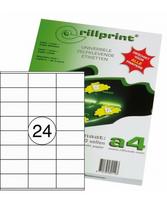 Etiketiniai lipdukai RILLPRINT 70x36 mm, A4, 24 lipdukai lape, 100 lapų