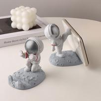 Cartoon Astronaut Phone Holder Resin Cute Spaceman Phone Stand  Funny Smartphone Bracket for Desk Home Office gray