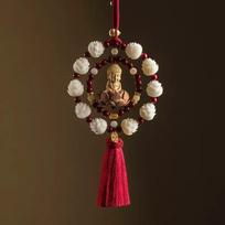 Lotus Boxwood Bead Buddha Pendant: Premium Rearview Mirror Car Interior Ornament brown