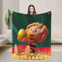 Maya Bitė Su Gėlėmis Animacinis Pledas Sofai Minkštas Pūkuotas Pliušinis Pledas 50x60 Colių Įvairių Dydžių Patalynės Užtiesalai 100x150cm