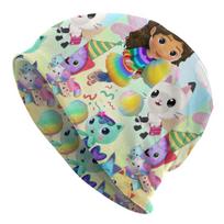Gabbys Dollhouses Animals Skullies Beanies Hat Cute Cartoon Casual Unisex Women Street Cap Warm Dualuse Bonnet Hat One Size beige