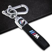 Universal Fit Car Key Chain Luxury Fine Leather Strap Metal M Logo Key Ring Holder For BMW M3 M4 M5 M6 F20 F30 G20 F31 F34 F10 gray