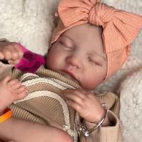 17inch Levi Reborn Doll Already Painted Finished Sleeping Newborn Size 3D Skin Visible Veins Collectible Art Doll Vinyl Girl Body brown