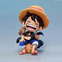 13cm Anime One Piece action figures Q-version sitting Luffy Zoro Sanji trendy toys doll models car ornaments Birthday Gifts toys with box brown