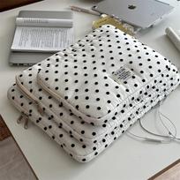 Polka Dot Laptop Sleeve Quilted Laptop Carrying Case Protective Notebook Bag For 11/13/14/15/15.6 Inch Laptop Tablet Pouch Women 9.7-11 inch gray