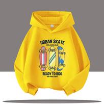 Autumn Winter Skateboard Cool Print 7-13Y Children's Hoodie Warm Girl Casual Top Kid Casual Clothes Boy Sportswear Sweatshirt 160 yellow