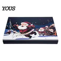 Christmas Countdown Calendar Gift Packaging Box, Xmas Advent with 24 Boxes Slots, DIY Fillable Empty Present Storage Party Supplies Santa Claus Theme A black