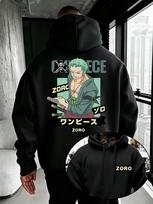 One Piece Men's Hoodie Roronoa Zoro Print Sweatshirt High Quality Warm Casual Street Style Hoodie For Autumn And Winter XL gray