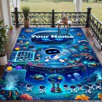 Custom Text Astro Bot Pattern Floor Rug Soft Indoor Carpet Mat Living Room Bedroom 80cmx120cm