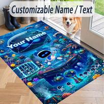 Custom Text Astro Bot Pattern Floor Rug Soft Indoor Carpet Mat Living Room Bedroom 50cmx80cm