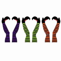 6pcs Striped Print Witch Legs Decoration Pumpkin Bat Witch Feet Lawn Decor  Haunted House 6pcs StyleA black