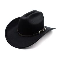 Stylish Western Cowboy Hat Classic Felt Cowboy Hat Retro Cowboy Hat  Party Costume juoda