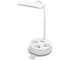 Aigostar - LED reguliuojamo ryškumo stalinis šviestuvas su rozetėmis ir USB LED/4,6W/230V balta