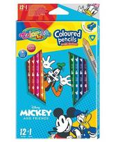 Spalvoti pieštukai COLORINO Disney "Peliukas Mikis", tribriauniai, su drožtuku, 12 spalvų