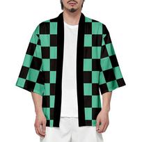 Slayer Demon Anime Kimetsu No Yaiba Kamado Nezuko Cosplay Loose Haori Coat Tops Green Kamado Tanjirou Tops,L black