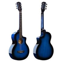38-inch JF Body Folk Acoustic Guitar, Glossy Natural Wood Finish, Great for Practice. black