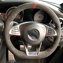 Individualizuota tikra Alcantara vairo apdangalas Mercedes Benz W176 W246 W205 C117 R231 R172 AMG C43 vairo pynimui BD1 gray