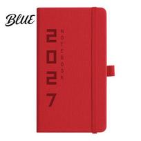 Thickened Paper Diary 2027 Daily Weekly Planner with Elastic Strap And Pen Holder PU Personal Memo Organizer Leather Cover Agenda Notebook, juoda
