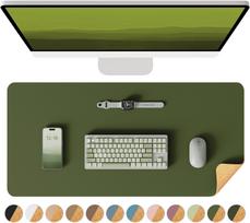 Double-Sided Desk Pad, Leather Desk Mat, Eco Cork Desk Pad Protector,Large Mouse Pad,Waterproof Desk Blotter for /Home 60x35 cm black
