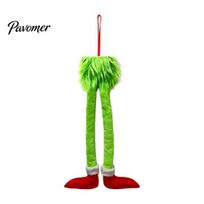 Plush Elf Legs for Car Funny Hanging Ornament, Christmas Tree Decor with Soft Easy to Install Festive Plush, Red Green Holiday Pendant Rearview M green
