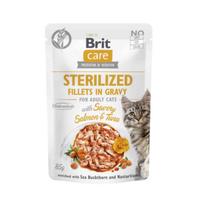 Brit Care Cat Sterilized Fillets in Gravy with Savory Salmon&Tuna konservai katėms 85g