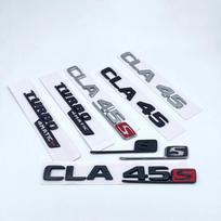 3D juodos ir sidabrinės raidės CLA45 CLA45S Turbo 4matic+ emblema Mercedes Benz AMG automobilio sparnui, bagažinei, galinei daliai C118 W117 logotipas lipdukas black S big 1pcs sidabras