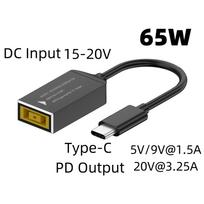 65W 100W 140W USB C Fast Charging Converter Cable for Lenovo Laptop Charger DC Jack Square Plug To Type-C 5V/9V/20V PD Adapter