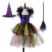 Halloween Spider Witch Tutu Set, Black Sequined Mesh Fluffy Girls Horror Party Costume S(2-3Y) black