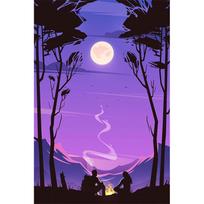 Tapybos pagal skaičius rinkinys 20×30 cm – Night in the mountains (MC1127e)
