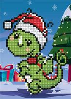 5D deimantinė mozaika 17×22 cm – Christmas Dino (X203e)