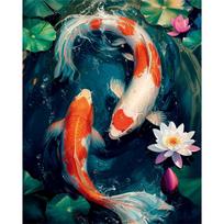Tapybos pagal skaičius rinkinys 40×50 cm – Koi Carp Among Lotuses (MG2504e)