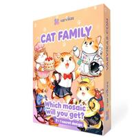 5D deimantinė mozaika su mediniu pagrindu – Cat Family (UB03e)