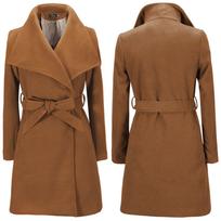Rudens ir žiemos moteriškas vilnonis paltas Vidutinio ilgio vilnonis paltas 2XL brown