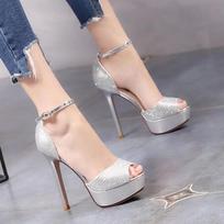 Platforminiai Aukštakulniai Bateliai Moteriški Batai Kulniukai Sandalai Vestuviniai Batai Sandalia Feminina 12 CM Kulniukai Escarpins Tacones Mujer 39 gray