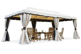 Lauko paviljonas su tinkleliu nuo uodų ir užuolaidomis Valencia 3x6 m kreminės spalvos Garden Point