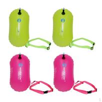 4Pcs Portable Swim Buoy Tow Float Inflated Device with Waist Belt Open Water Swimming Sport yellow