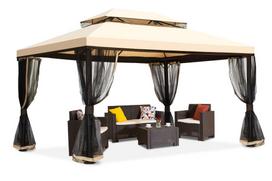 Kreminės spalvos sodo paviljonas su tinkleliu nuo uodų Valencia 3x6 m Garden Point