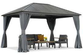 Metalinis paviljonas Sardinia 3x6 su užuolaidomis Garden Point antracito spalvos