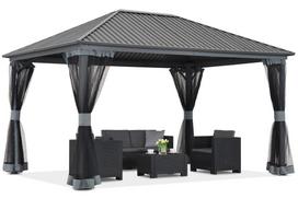Metalinė pavėsinė Sardinia 3x6 su tinkleliu nuo uodų Garden Point antracito spalvos