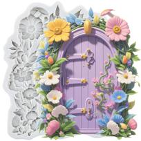 Fairy Garden House Silicone Molds Wooden Door Fondant Mold Cake Decorating Tools Cupcake Topper Candy Chocolate Gumpaste Mold pilka spalva