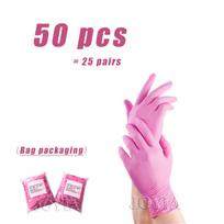 Rožinės nitrilo vienkartinės pirštinės 50 100 XS Mažos Moteris Mergaitė Vaikai Namų valymas Salonas XS Pirštinė Juodos Latekso Be miltelių S M L XS pink