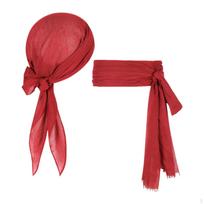 Halloween Pirate Costume Belt And Headwear for Men Women Deep Red black