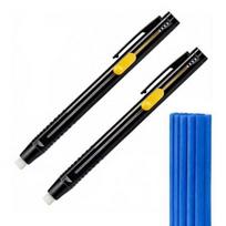 1 Set Heat Erasable Fabric Marker 2 Erasable Chalk Pens Sewing Chalk with 20 Refills for Sewing Quilting Embroidery DIY Crafts mėlyna