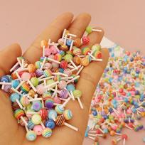 20Pcs Dollhouse DIY Accessories Mini Food Play Mini Color Candy Toy Simulate Lollipop Model Supermarket Ornament Dolls Scene Toy beige