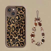 Telefono dėklas Motorola Moto Edge 50 60 Fusion Pro Stylus 40 Neo 70 G84 G85 G54 G05 G34 G56 G86 Leopardų rašto dangtelis su riešo dirželiu Motorola G05 black