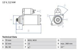 BOSCH 0 986 025 540 Starteris