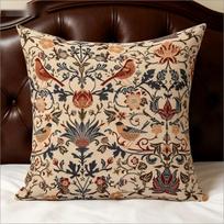 William Morris stiliaus paukščių ir gėlių rašto pagalvės užvalkalas, vintažinis kotedžo stiliaus botaninis dekoratyvinis pagalvės užvalkalas Short plush 60*60(CM)-1Pcs